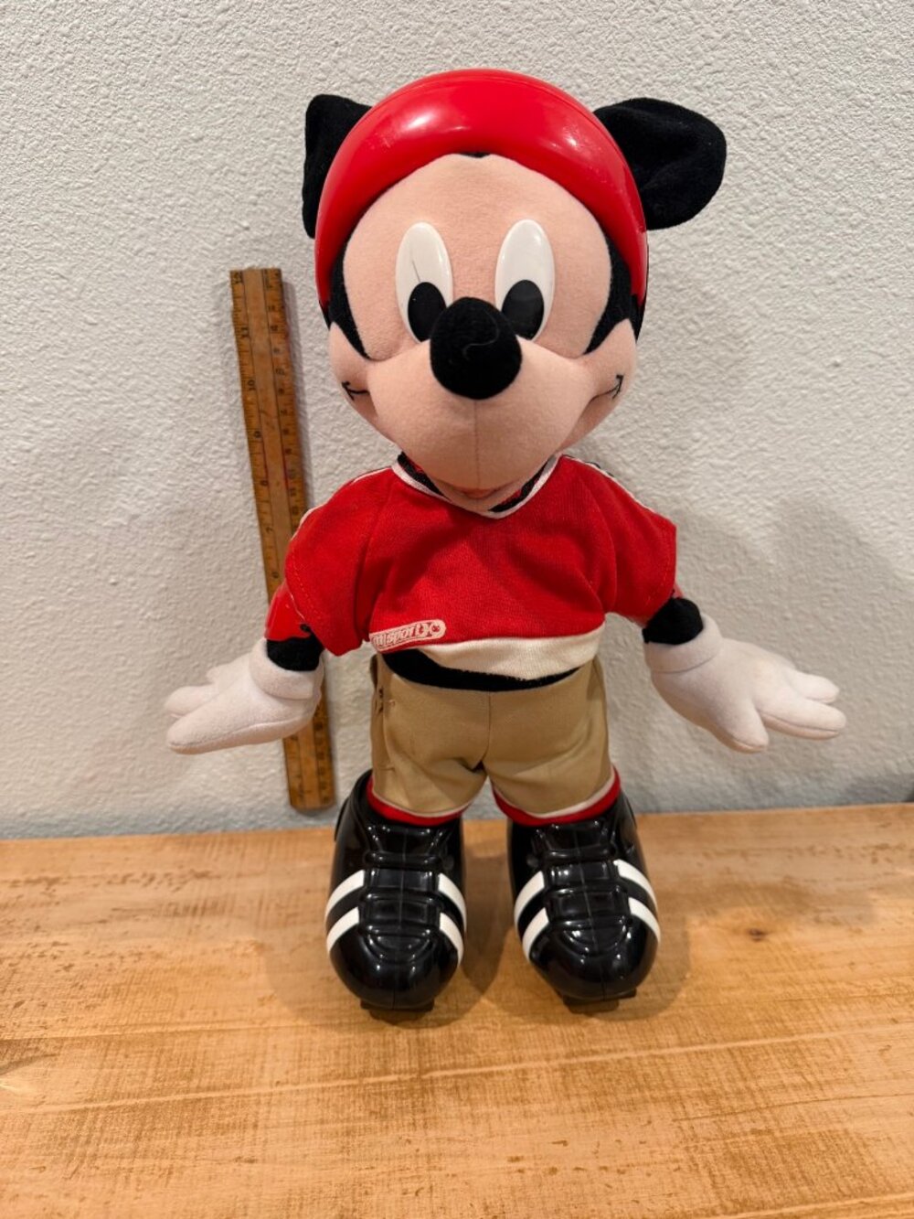 Vintage Fisher-Price Mickey Mouse Roller Skating Doll 2000 Red Jersey 14 Inch